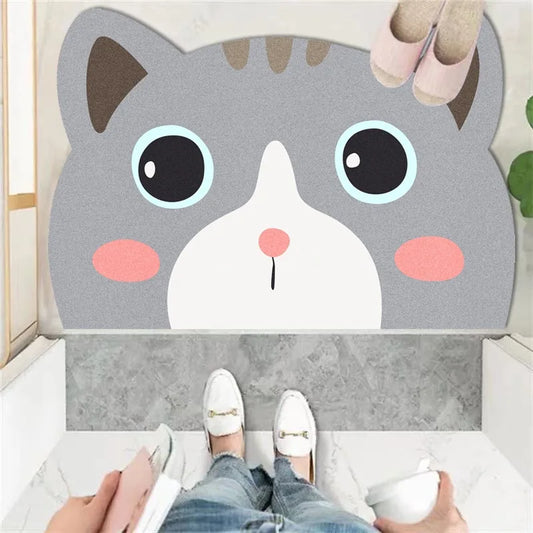 Panda Cartoon Dog Pattern Soft Cushion Bath Mat Quick Dry Super Absorbent Non-slip Bathroom Rug Diatom Mud Carpets Waterproof