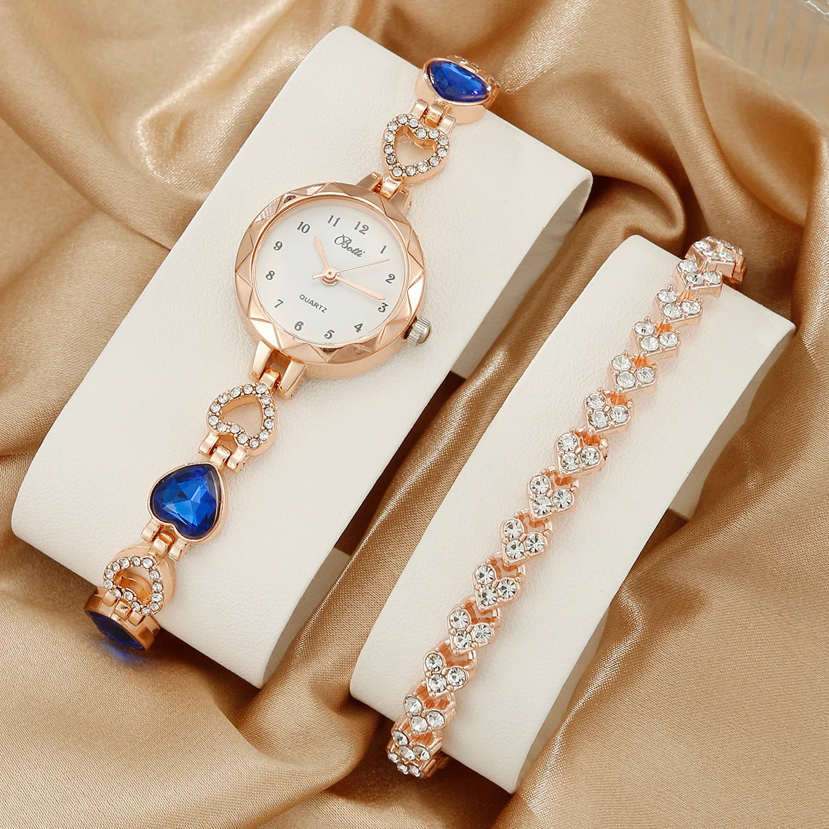 LuxusUhr Set Strass Damen Armbanduhr - 2 Stück 36mm
