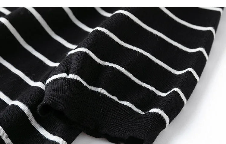 Women Knit T-Shirt 70% Mulberrry Silk 30% Cotton Round Neck Stripes Short Sleeve Sweater Pullover Top Shirt L XL XXL LY040