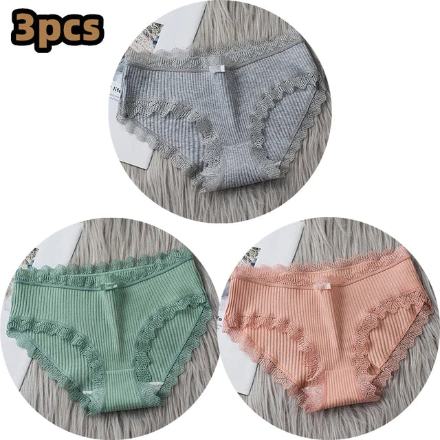 Damen Lingerie Unterwäsche mit Schleife Baumwolle Niedrig Bund Einfaches Design Komfortabel
