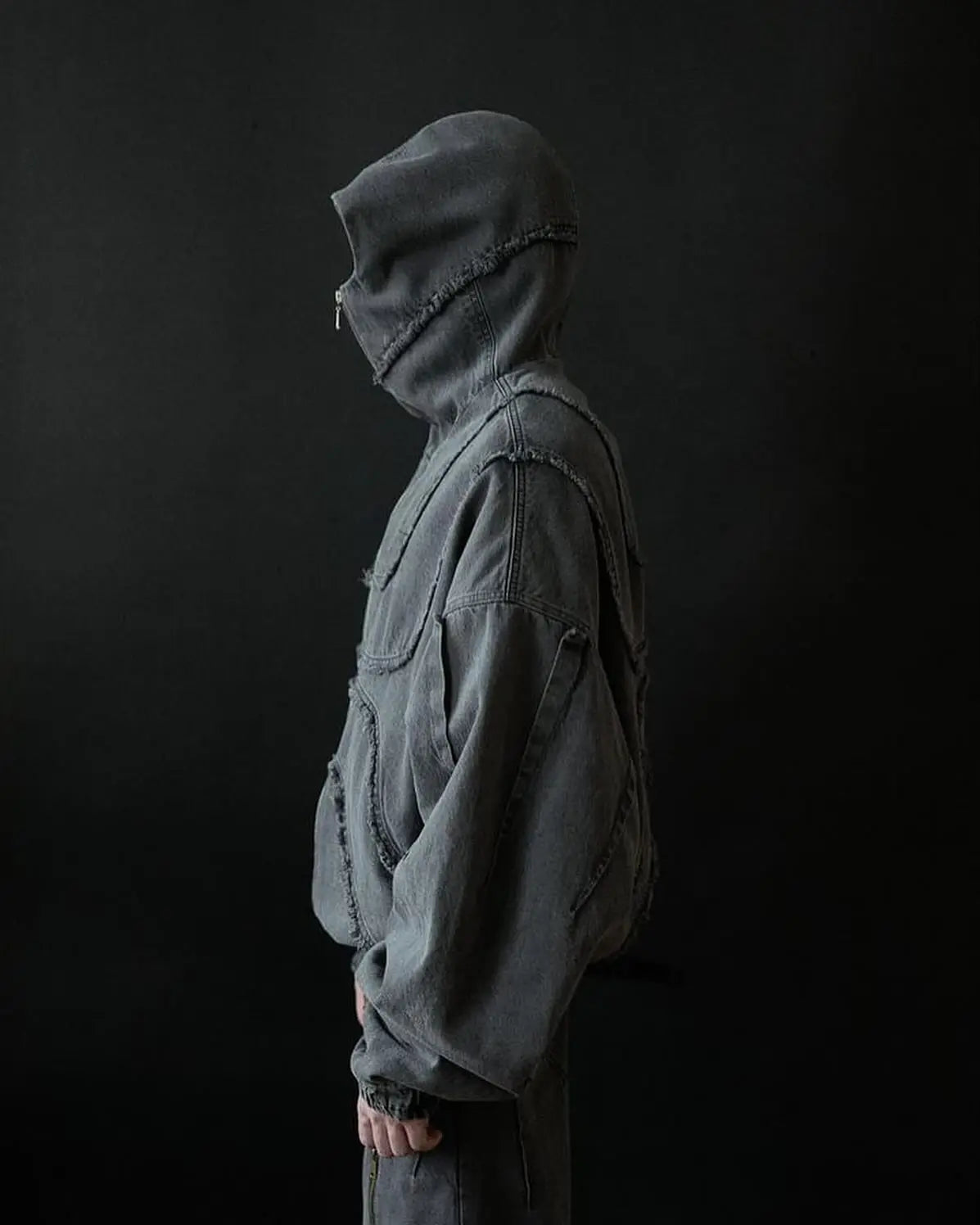 Washed Denim Jacket Y2K American Double Zipper Stitching Flanging Design Streetwear Gothic High Street Oversized Unisex Pullover