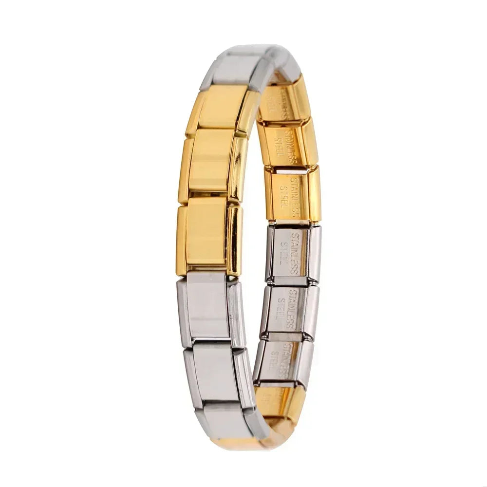 Hapiship Neue Damen Schmuck 9mm Breite Italienisch Elastisch Anhänger Armband Mode Edelstahl Armreif ST-