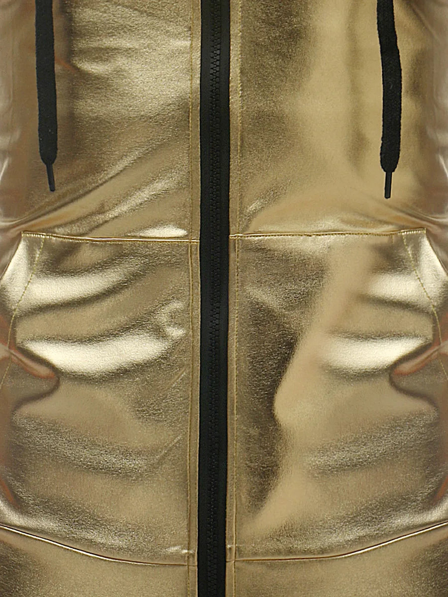 Goldene Herrenweste Kapuze - Reißverschluss S-XXL Silber