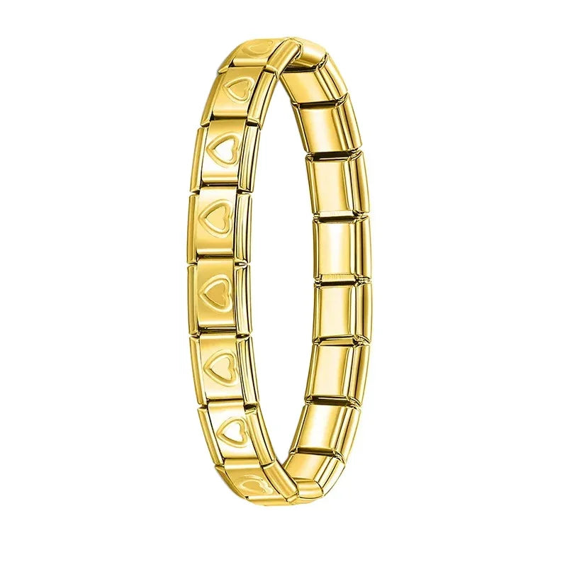 Hapiship Neue Damen Schmuck 9mm Breite Italienisch Elastisch Anhänger Armband Mode Edelstahl Armreif ST-