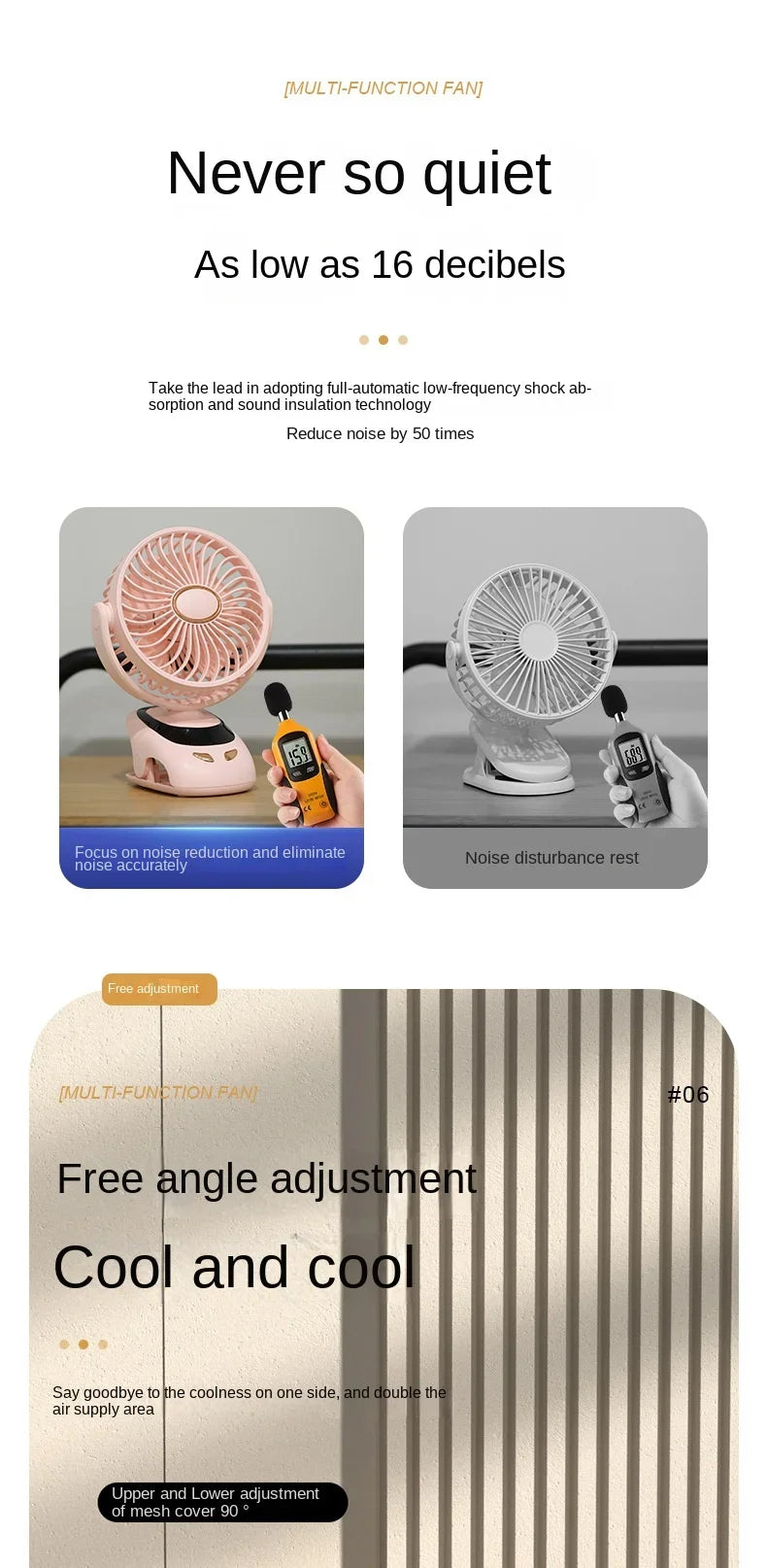 3000mAh Portable Clip Fans USB Rechargeable Wireless Handheld Desk Fan 90° Rotation Cooling 5 Speed Quiet Small Fan for Home