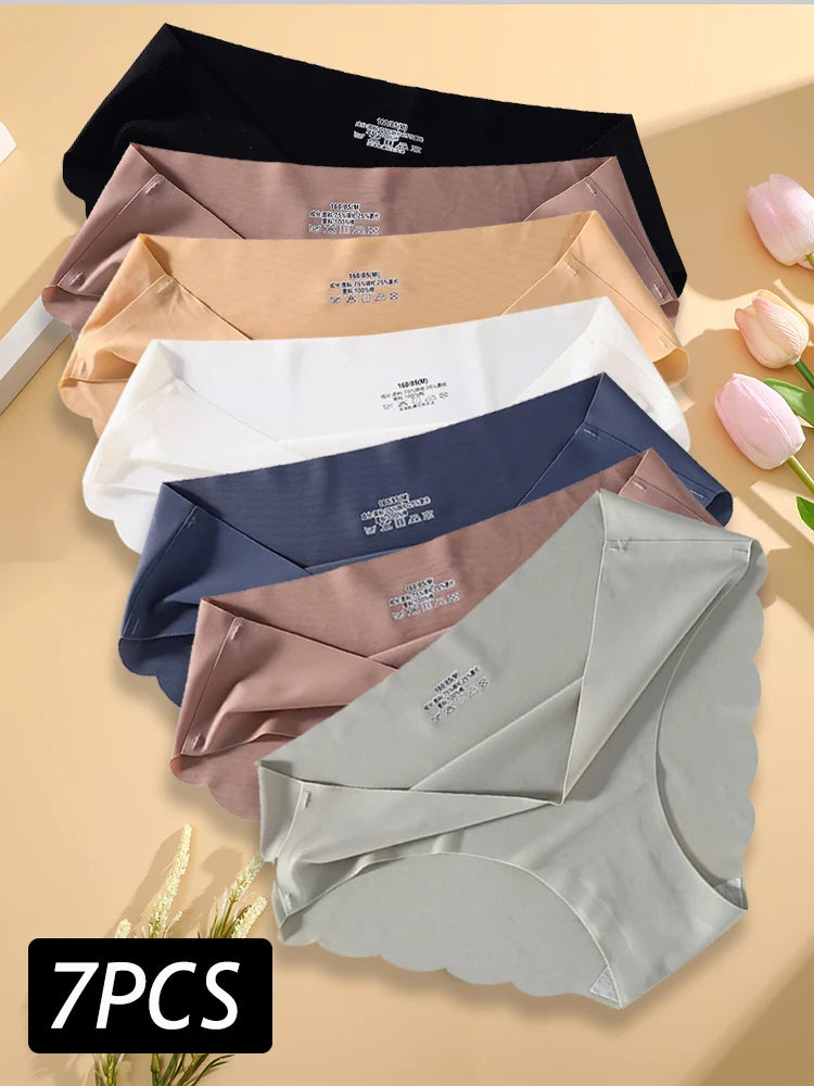 Damen Unterwäsche Set 2025 - 7PCS/Set Seamless Silk Briefs elegant Panties Comfortable