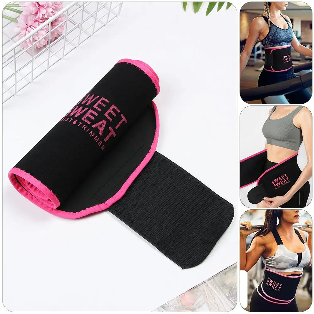 SWEET SWEAT Women Slimming Belt Fitness Corset Waist Support Adjustable Sweat Waist Trainer Body Shaper Lumbar Belt