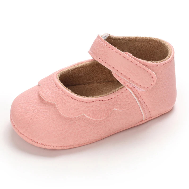 Baby Mädchen Schuhe 2025 - Fashion Einfarbig Leder Blume Prinzessin - Weiche Gummisohle Rutschfest Casual Erste Laufschuhe