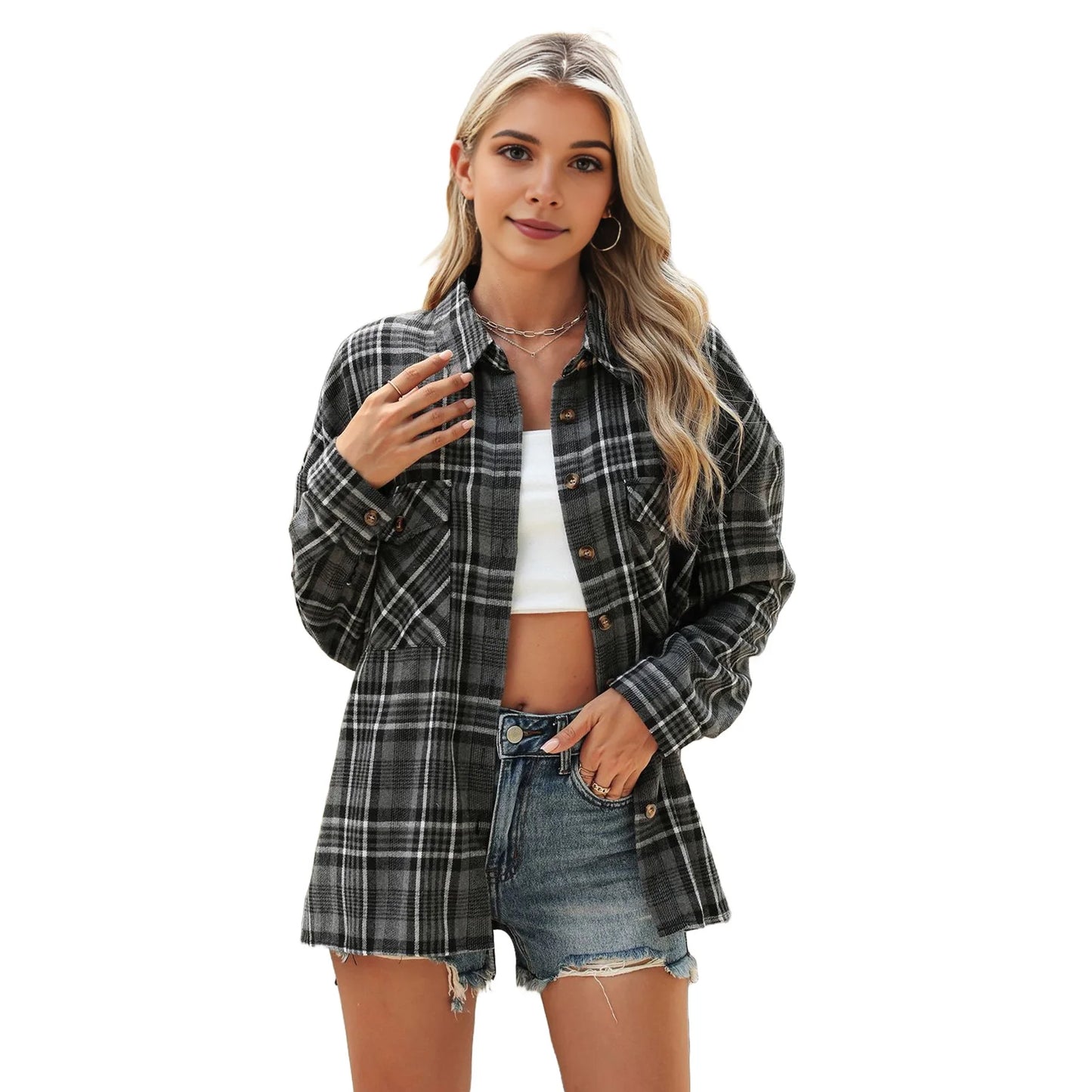 Allegra Bluse Kariert Langarm - Flanell, S-XL, lässig