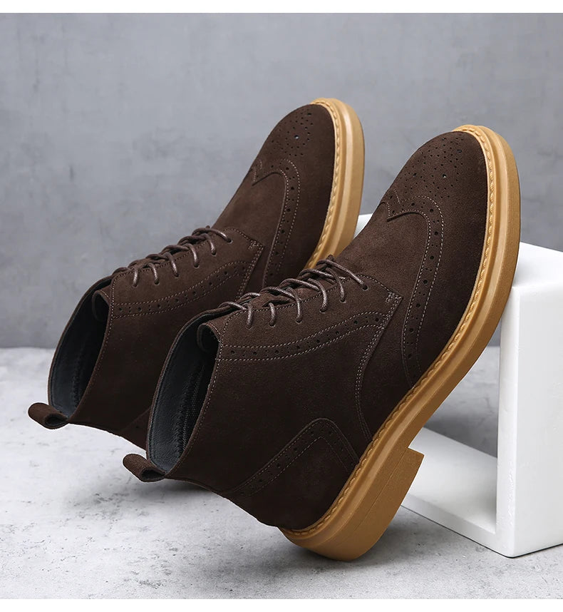 YEISNDOOCN N Vintage Echtes Leder Stiefel - Knöchelhoher Schaft Schnürverschluss Obermaterial Leder