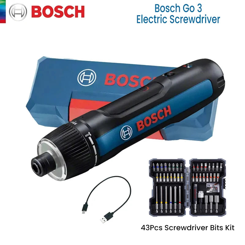 Bosch GO 3 /GO2 Cordless Screwdriver 3.6V Rechargeable Electric Screw Driver Multi-Function Drill Repairing Power Tools Kit GO 2