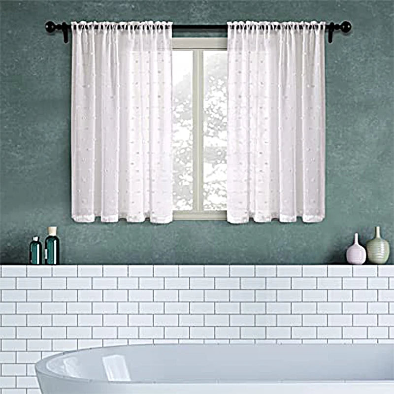 Cute Style White Short Curtains For Living Room Bedroom Curtains For Chic Girls Kids Window Kitchen Bathroom Camper Small Drapes