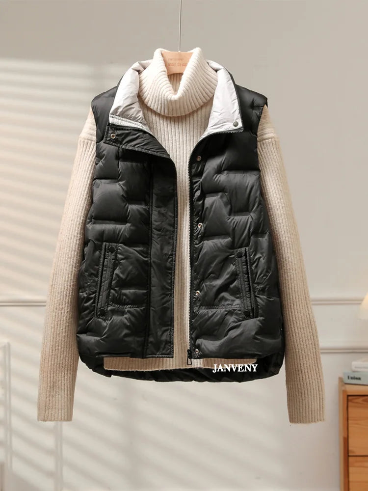 Janveny Steppweste Warm - Daunen ≥90%, Locker, Taschen