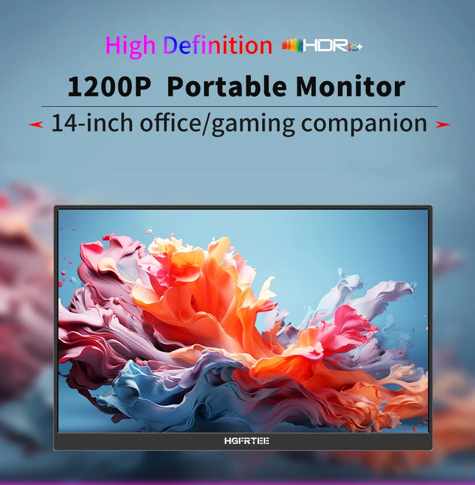 HGFRTEE 14.1inch Portable Monitor Touch Screen 400cd/m² Laptop Second Screen Dispaly HDMI-Compatible For Switch PS4/5