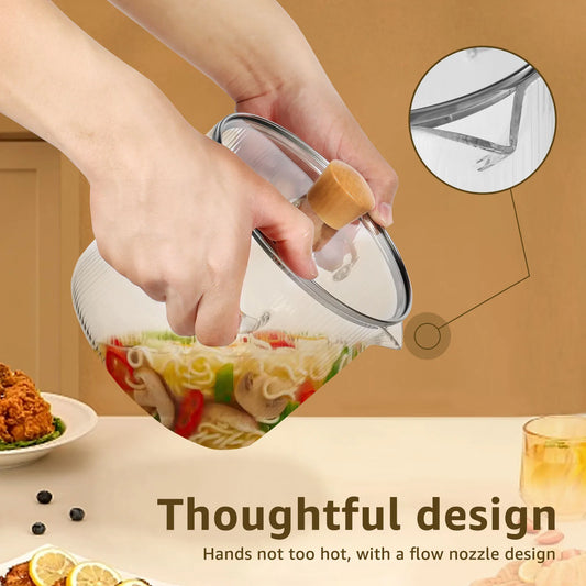 Glass Cooking Pot Transparent BorosilicateGlass Simmer Pot w/ Lid and Spout Heat Resistant Cooking Stovetop Pot Kitchen Soup Pot - Golden Bridge Store