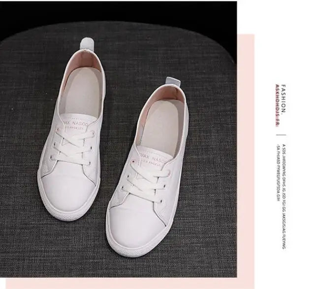 Women's Genuine Leather Sneakers Women Casual Fashionable Sports Shoes Vulcanized Woman Summer Flat Shoe Ladies White Lacing 42