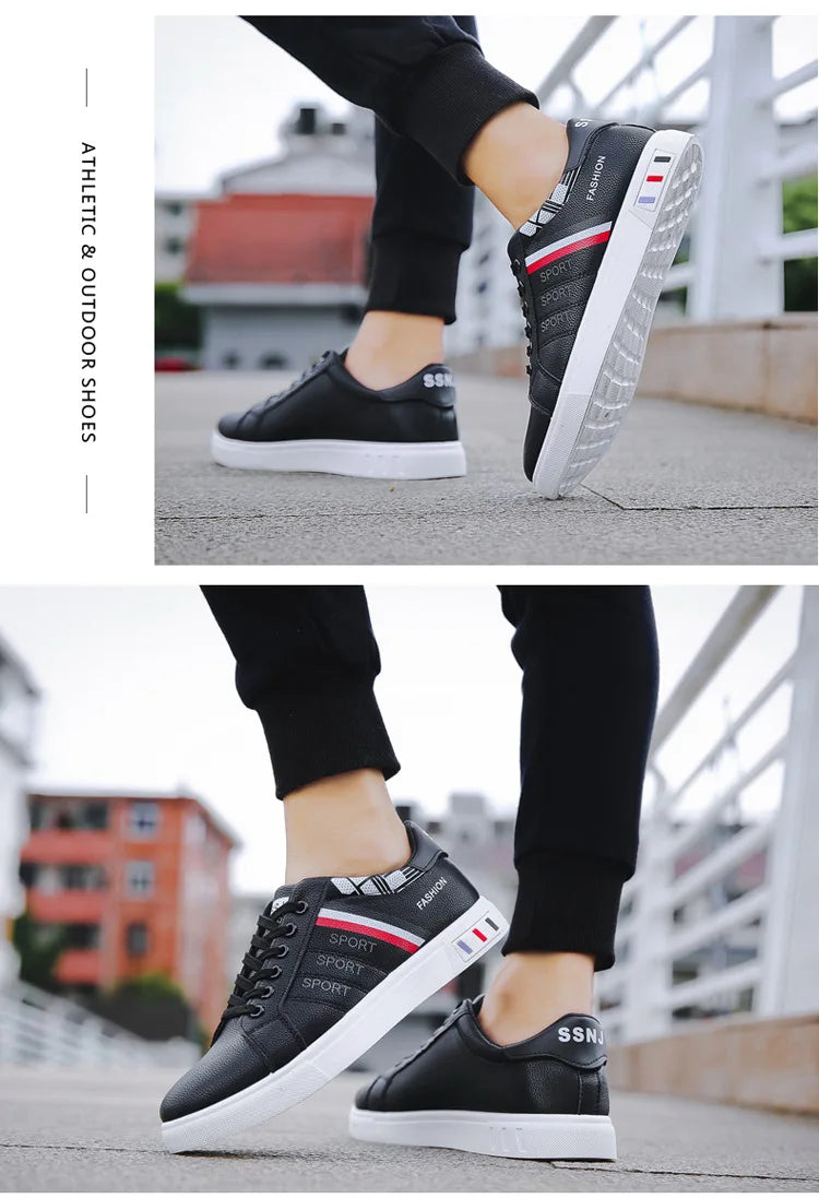 Men Shoes 2024 New White Fashion Sneakers Comfortable Leather Casual Flats for Male Plus Size Youth School Skateboard Sneakers