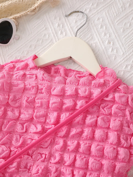 Haine pentru copii fete ținute seturi top cu mânecă scurtă și pantaloni scurți drăguți set 3 piese costum de vară pentru fete de vacanță pentru 3 4 5 6 7 8 ani