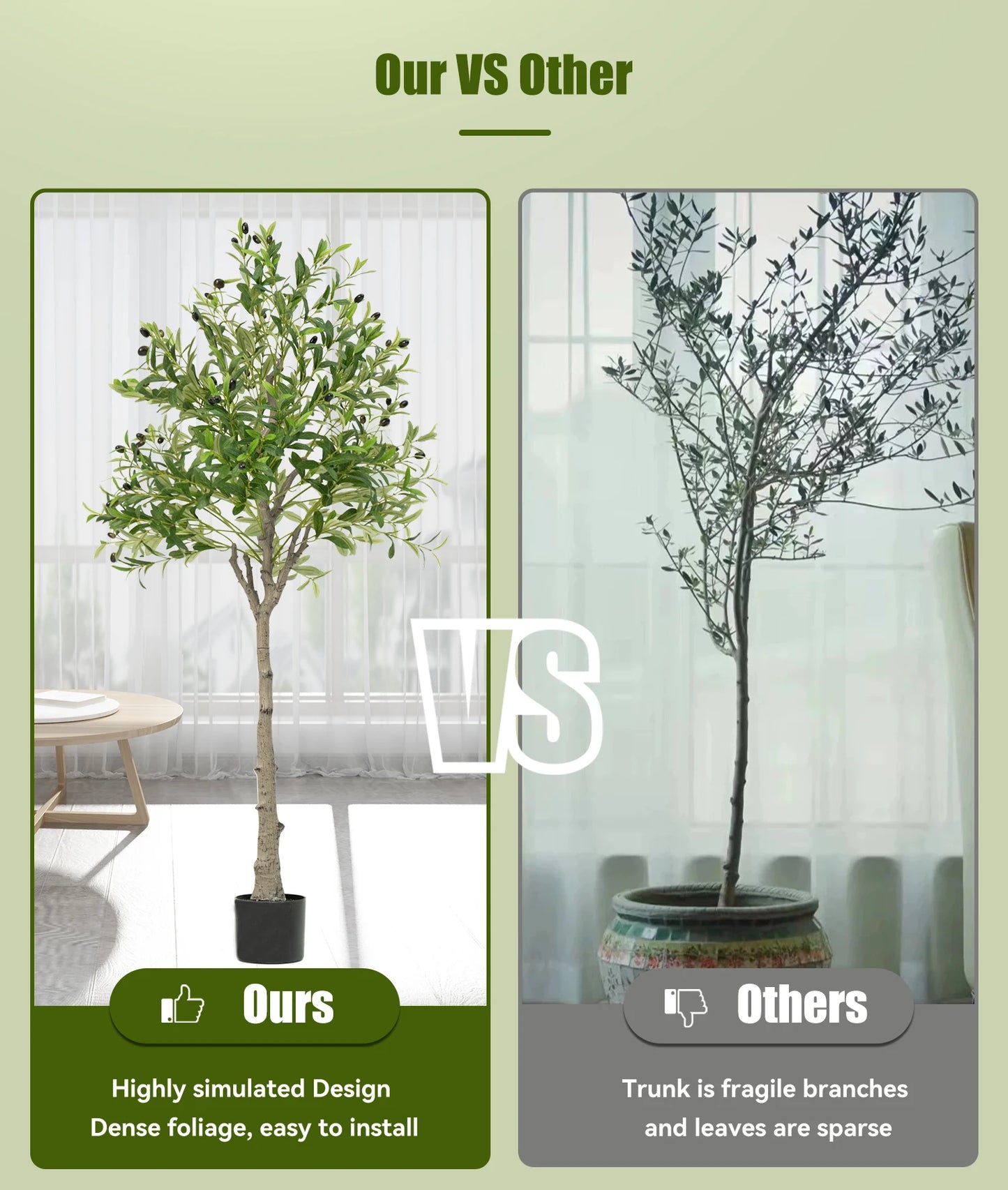 Măslin artificial 4/5/6 FT - Plantă artificială cu fructe, decorațiuni de Halloween, Crăciun, cameră de ghiveci, decorare