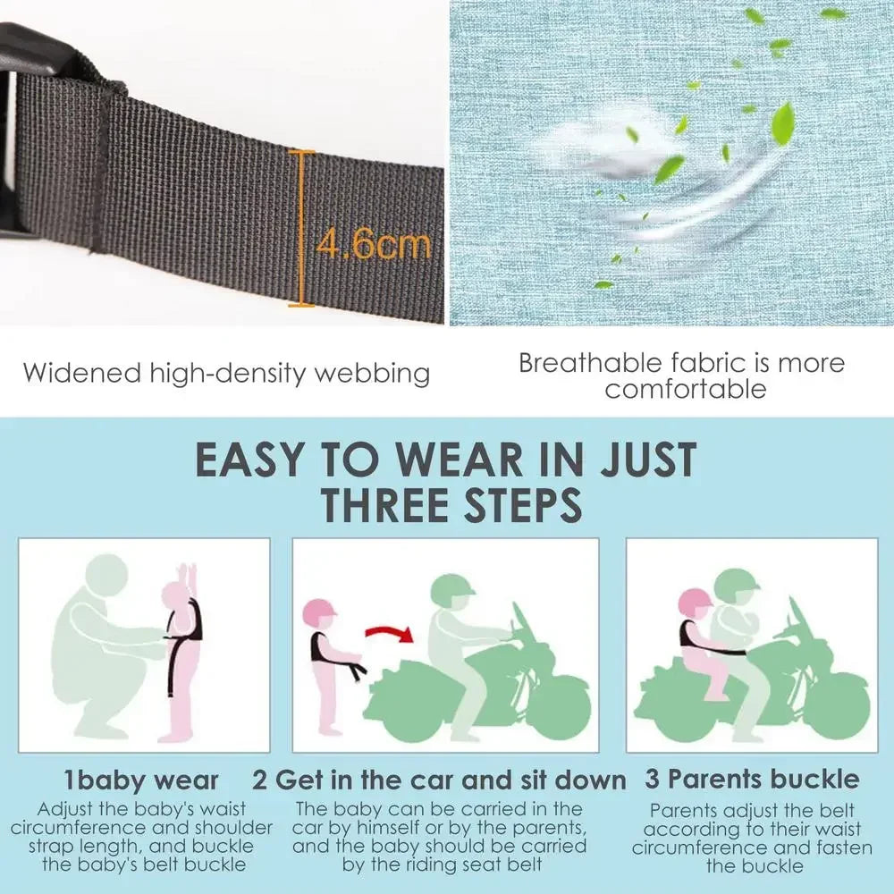 Kinder-Sicherheitsgurt 2025: Adjustable Motorcycle Children Security Strap Universal bicycle Kids tandem Safety Seat Belt Harness Toddler 2-12 Years Child Collection
