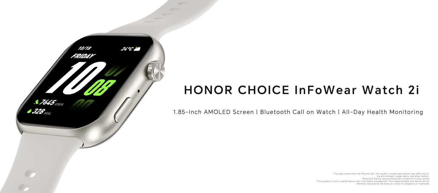 Global Version HONOR CHOICE InFoWear Watch 2i Smartwatch 1.85inches AMOLED Screen All-Day Health Monitoring Bluetooth Call