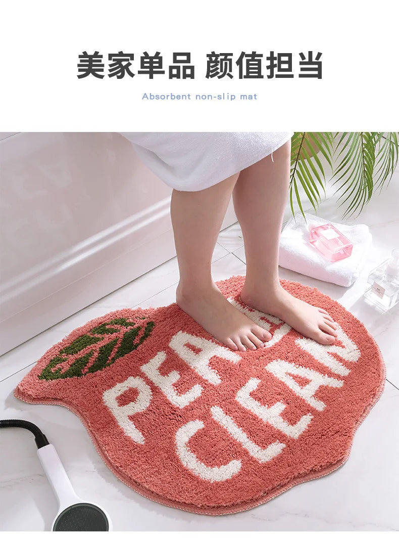 Creativity Doormat Cartoon Fruit Carpet Flocking Non-slip Bath Mat Lemon Peach Home Land Pad Bedroom Toilet Doorway Floor Mat