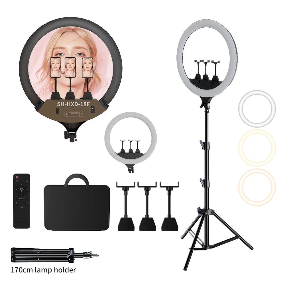 SH Upgrade 18inch Ring Light Selfie LED Video Lamp With Tripod Stand Phone Clip For YouTube Live Light Photo Photography Studio