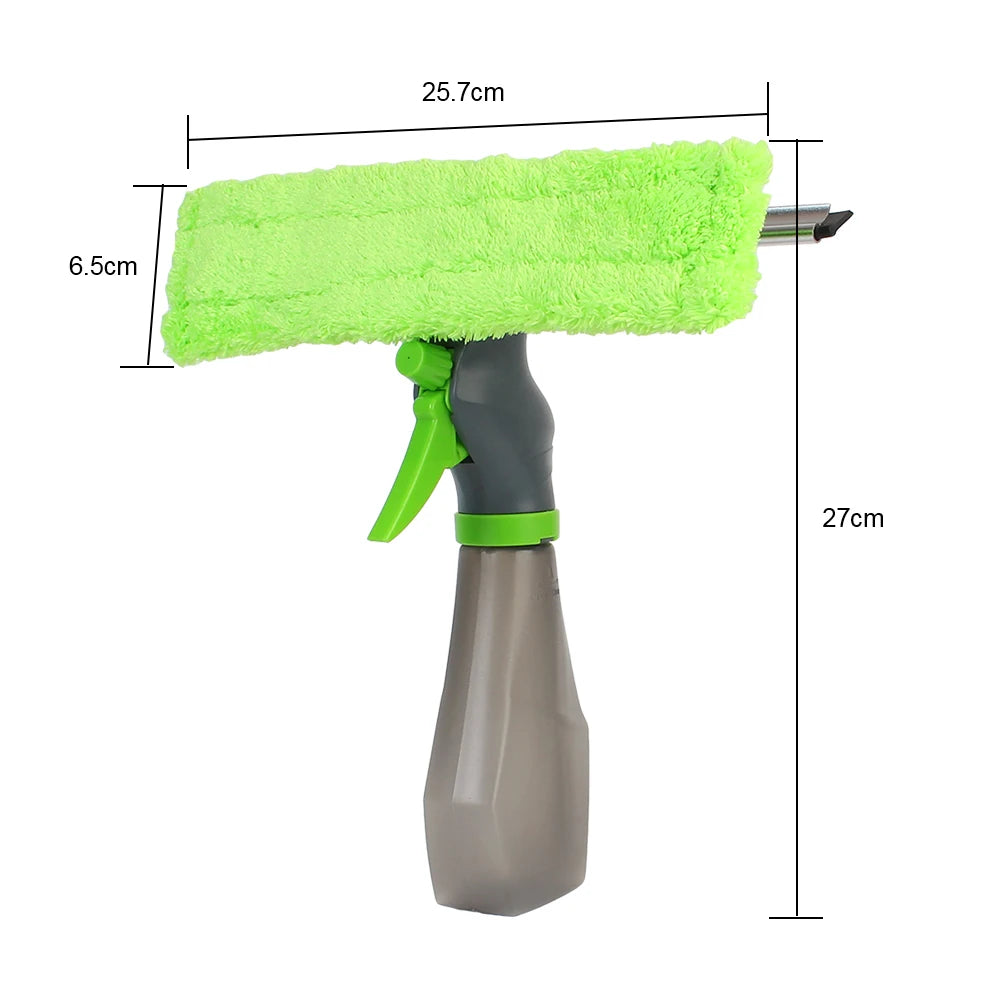 Spray Scraper Brush Water Spray Window Cleaner Glass Scraping Wiper Microfiber Cloth Pad Kit Household Cleaning Tool 3 in 1