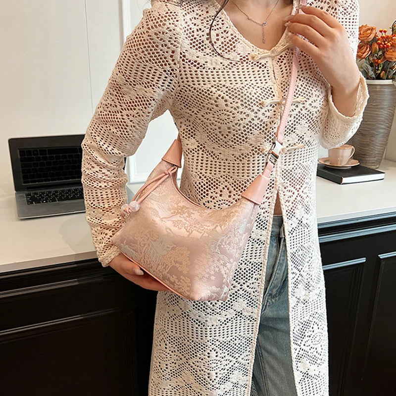 HebeiChoice Crossbody Bestickt - Volumen 2L 22x15cm