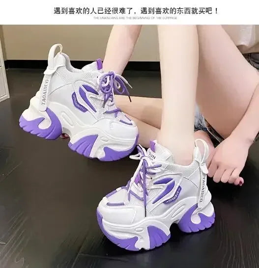 Fashion Sneakers For Women 11CM Platform Chunky Casual Shoes High Quality Autumn Woman Tenis Female Walking Trainers Thick Sole