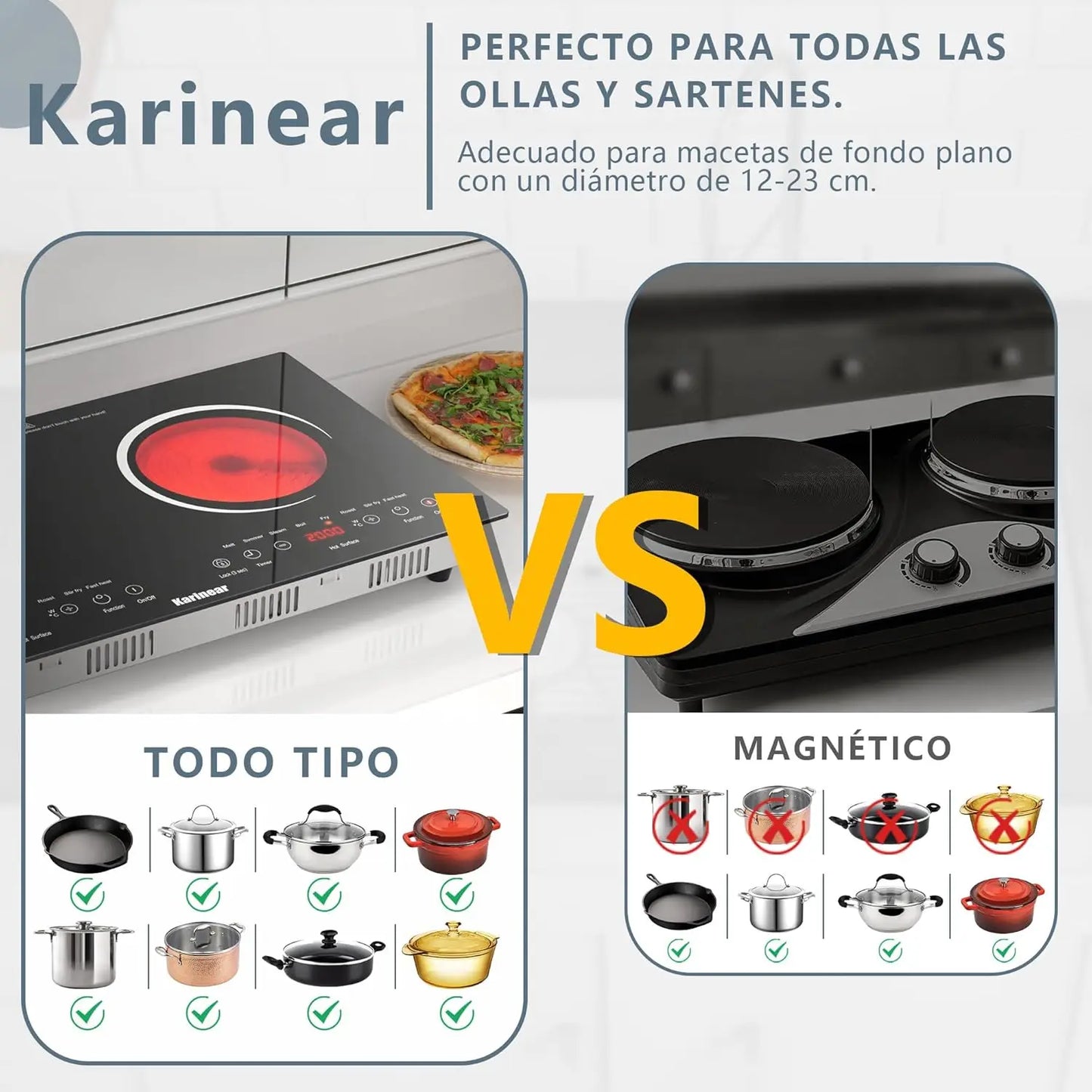 Elektro-Kochfeld 2025: Karinear 2 Burners Ceramic Electric 60x35 Countertop Built-in 110-120V 220-240V Collection