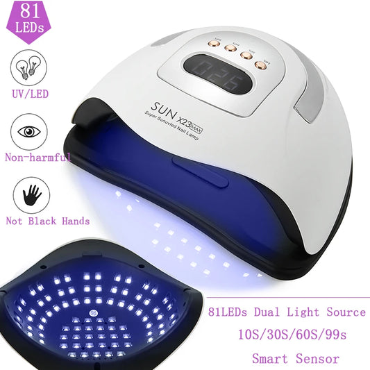 SUN X23MAX 81LEDs UV LED Nail Lamp For Drying Gel Nail Polish Professional Nail Dryer Light With 10/30/60/99s Timer Auto Sensor