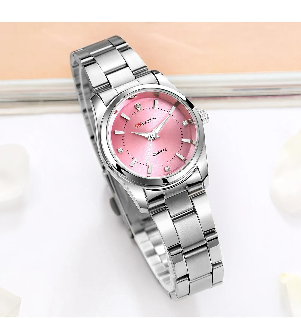 Damen-Uhr 2025: VA VA VOOM Luxury Women's Watch 29mm Fashionable Stainless Steel - Rhinestone Pink Minimalist Girl Clock Outdoor Travel Women Wrist Watches Collection