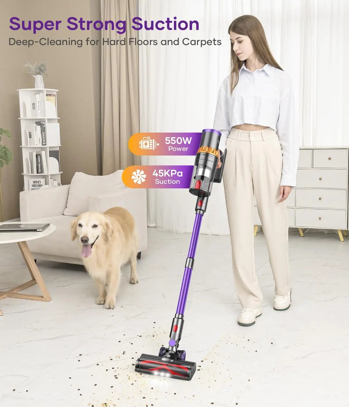 Staubsauger 2025: 550W Cordless 45Kpa Stick - Smart Display 65Mins Collection