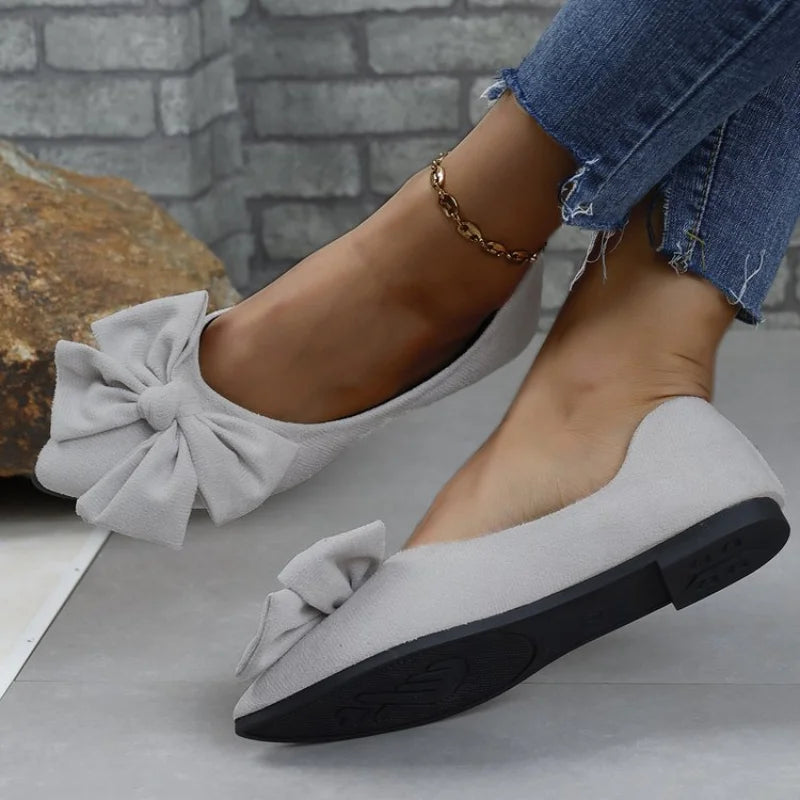 Damen Mode Flache Schuhe Sommer - Casual Verschleißfeste Komfortable Vielseitige Slip-On Schleife PU Leder