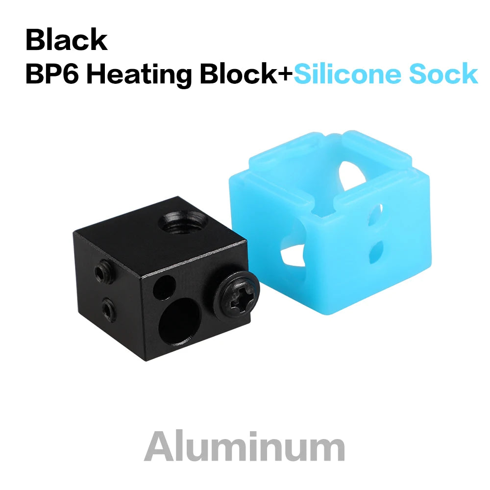 LERDGE Aluminium Heat Block For J-head Extruder HotEnd 3D Printers High Temp Silicone Socks Parts BP6 Heating Block Accessories