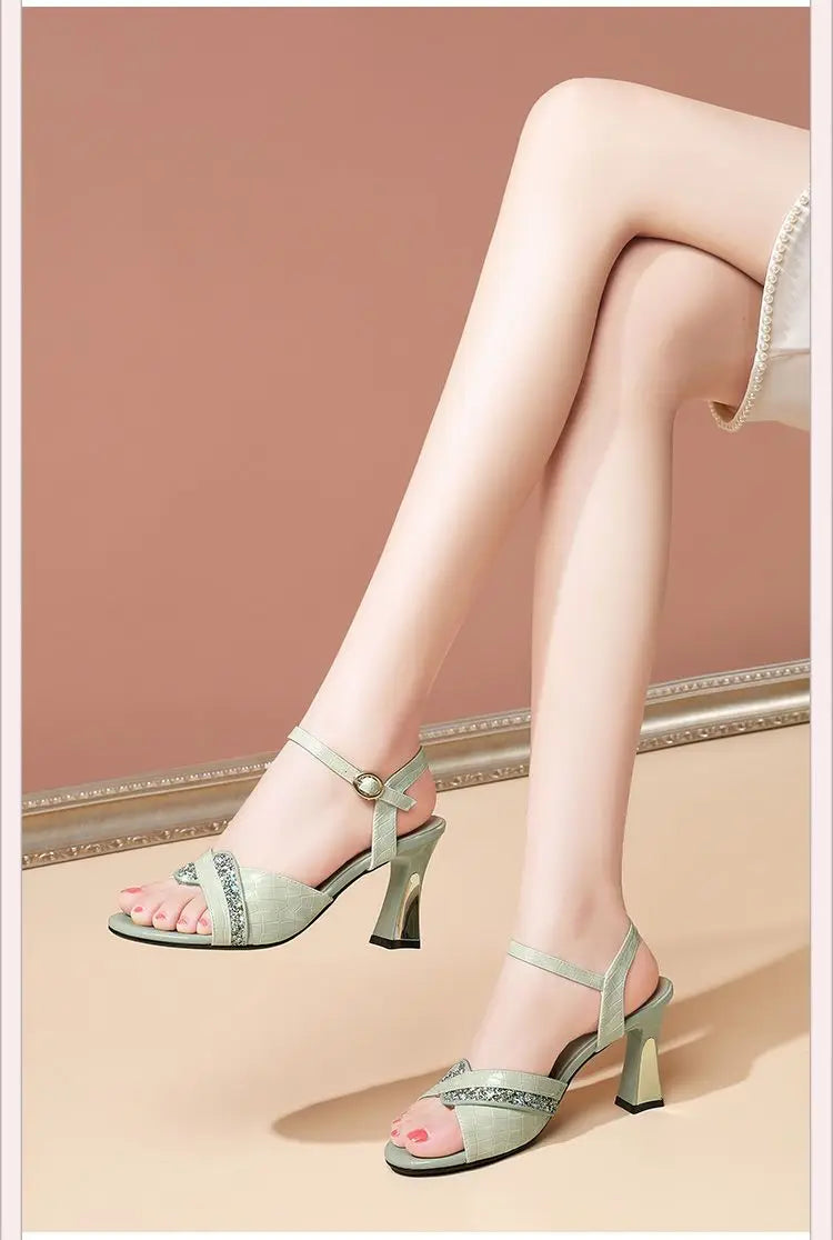 Elegant Sandals Ladies 2023 Shoes for Women Sandals Summer 2023 Peep Toe Dress Bling High Heels Sandals Female Fashion elegant Shoe