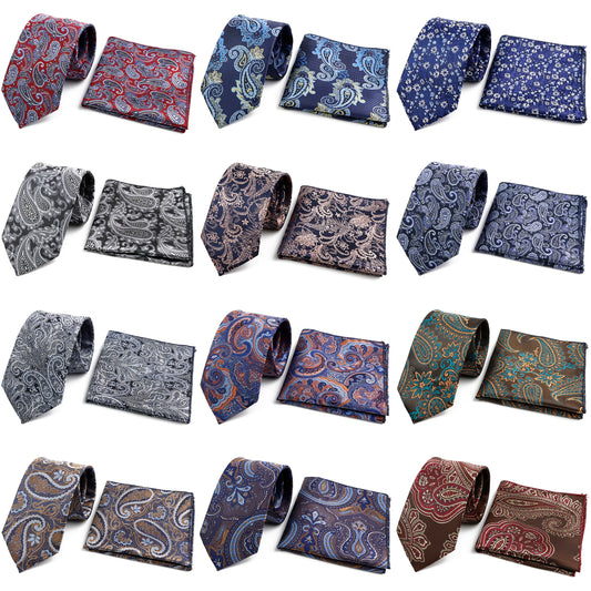 Set de cravate Paisley de buzunar pentru bărbați, cravate subțiri de 6 cm, cravate potrivite pentru afaceri, nunți, petrecere, gazdă, accesoriu de zi cu zi