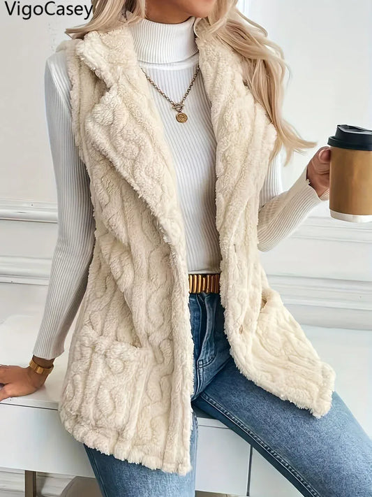 VigoCasey Weste Plüsch - Größe M Polyester Reißverschluss