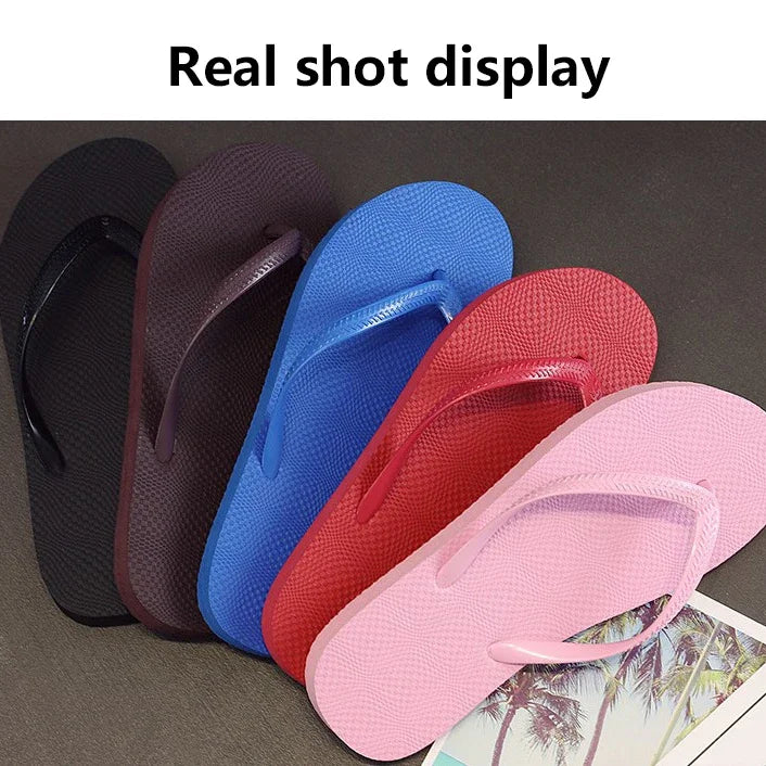 Women Summer Slippers Solid Beach Flip Flops Anti-slip Slipper Casual Shoes Home Shoes Women Simple Comfortable Beach Shoe