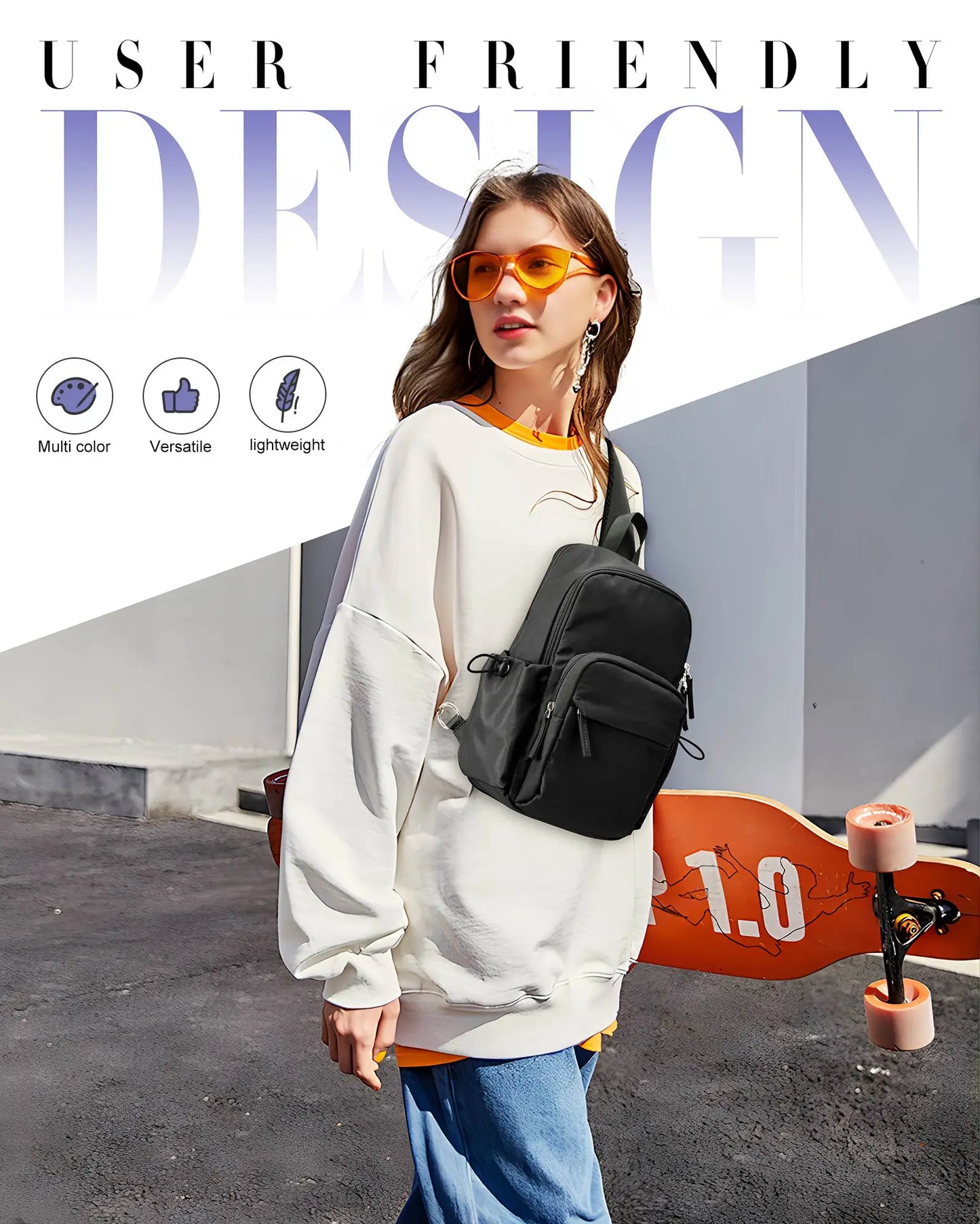 Versatile Chest Bag for Men Women Casual Sports Crossbody Bag Fashion Small Shoulder Bag with USB Charging Large Capacity Waist