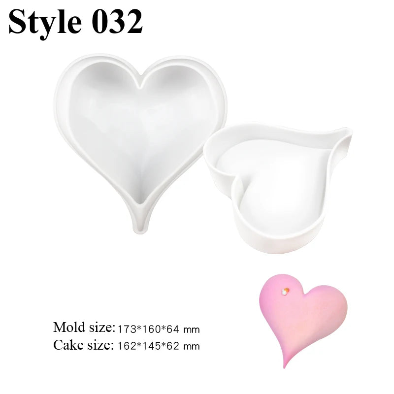 Romantic Heart or Rose Design Silicone Cake Molds Valentine's Day Mousse Cake Mold Kitchen Bakeware Dessert Decorating Tools