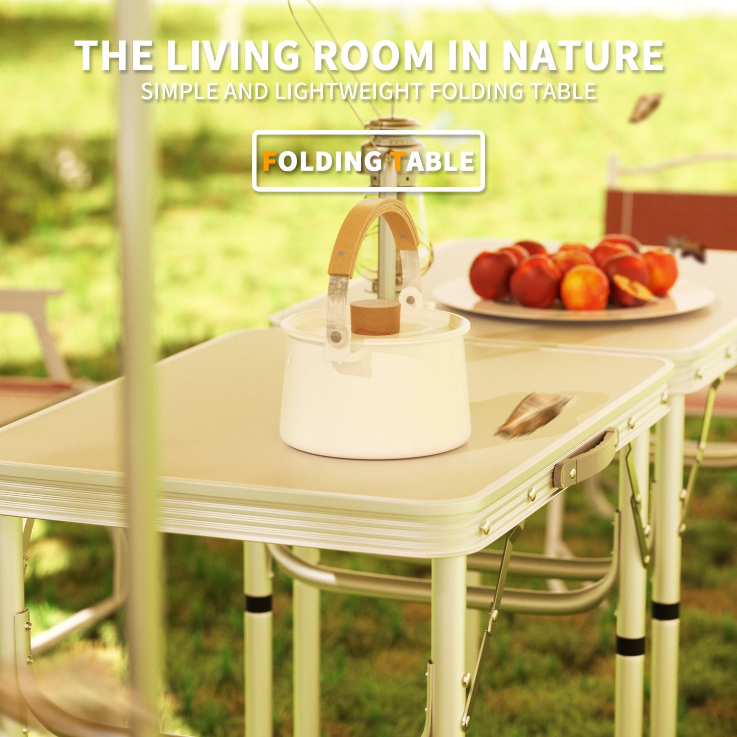 Klappbarer Campingtisch Outdoor Indoor Garten Balkon Markt Küche Arbeitstisch Verstellbar Weiß Tragbarer Picknicktisch 60x45 cm
