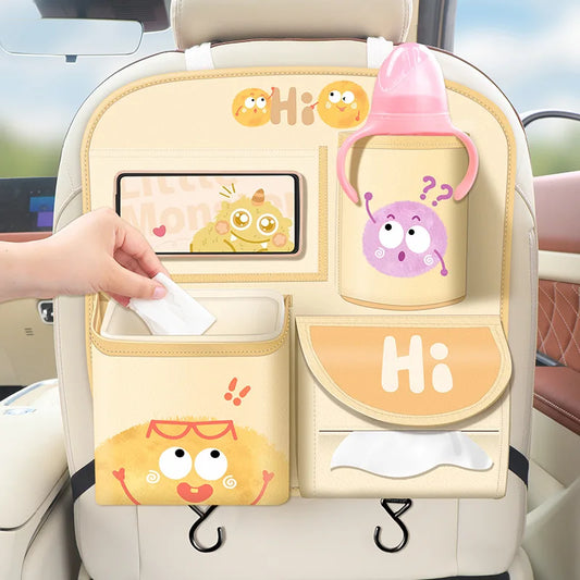 Car Storage Hanging Bag for Car Interior Multi-Functional Car Seat Back Organizer Rear Seat Tissue Box Trash Can Storage Box
