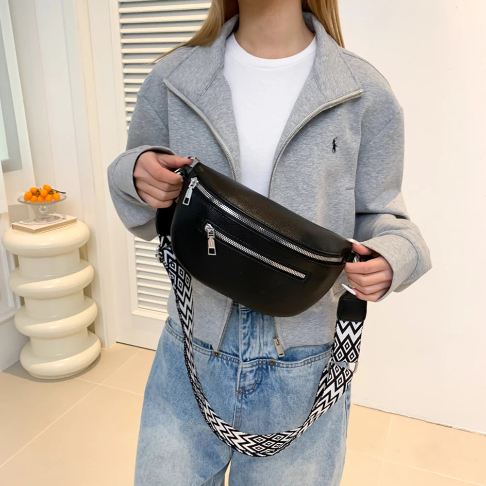 Stylische Damen Crossbody Tasche Breiter Gurt - Mode Sling Bag Multi-Taschen - Münzen Handy Reise Outdoor