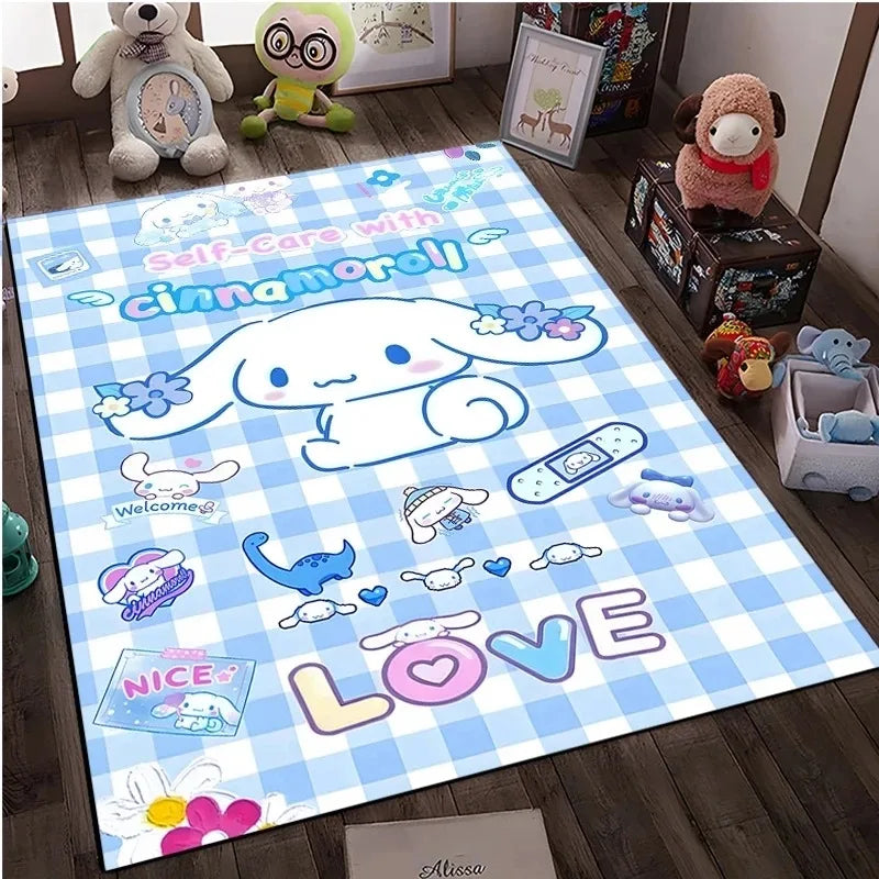 Cute cartoon Sanrio cinnamon dog printed carpet kids room game non-slip soft floor mat living room bedroom home decoration
