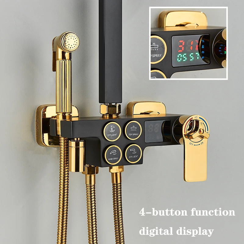AquaTec Duscharmatur Digital - 4 Funktionen Thermostat 120cm