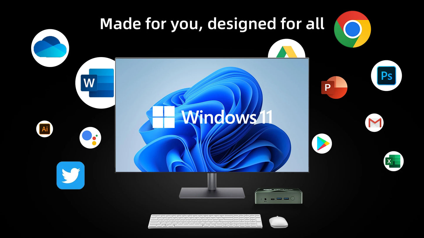 BMAX B6 Plus Mini-PC - 12GB RAM, 512GB NVMe SSD, HDMI 2x