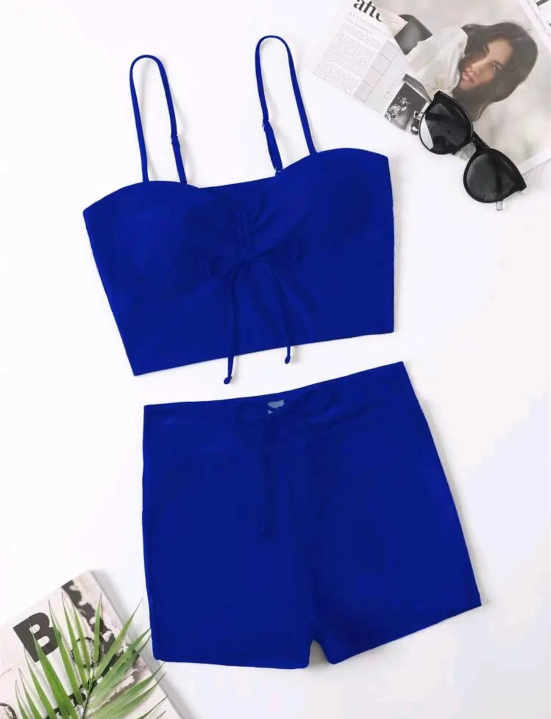 Damen Bikini 2025 - Hochtailliger Drawstring Front Shorts Bikinis für Frauen