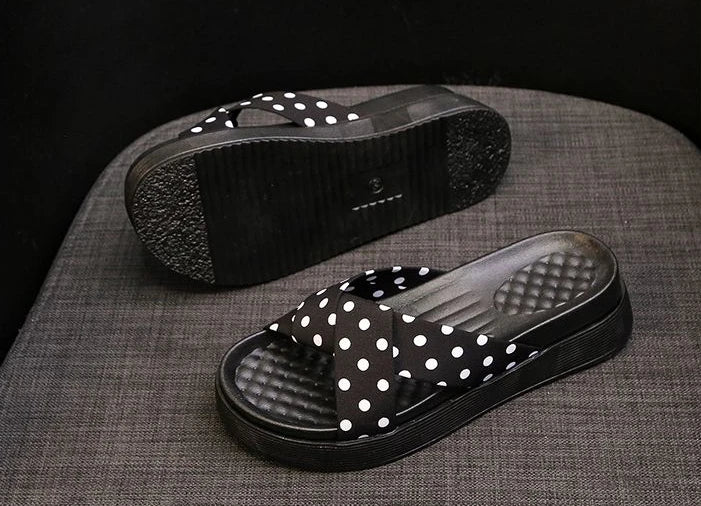 Damen Pantoletten und Sandalen - Strand Höhe Schwarze Schuhe - Günstig Premium Rutschfest Casual Slides Designer Luxus